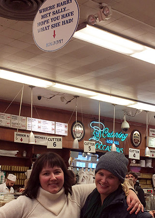 2 women inside Katz's Deli