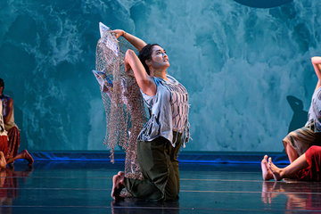 Photo of a stage production from Ananya Dance group