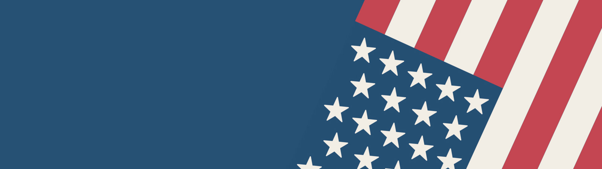 Red, white, and blue banner with part of the American flag