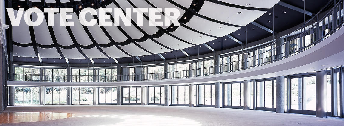 image of Skirball building where vote center will be