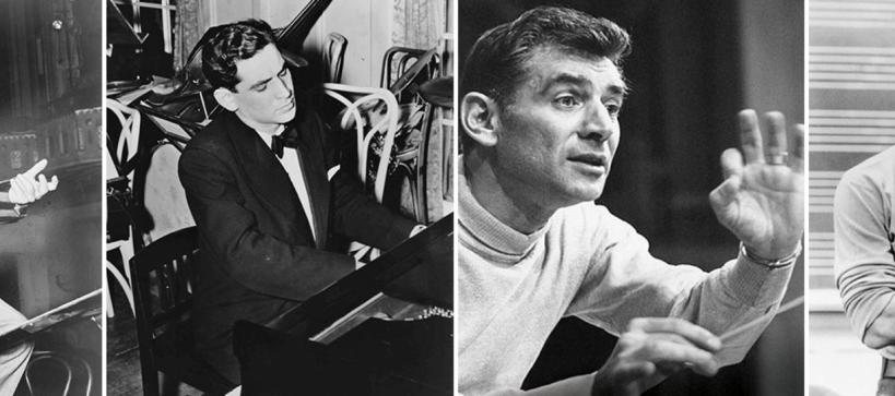 4 photos of Leonard Bernstein at different ages