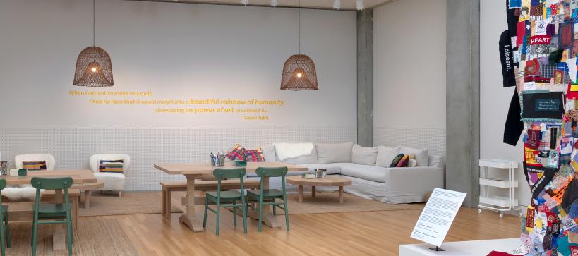 Installation shot of exhibition Together for Good: Caron Tabb and the Quilting Corner