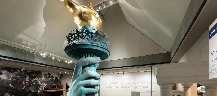 Large replica of liberty torch in the Vision and Values gallery