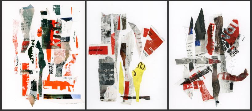 Abstract art collages made of torn up posters