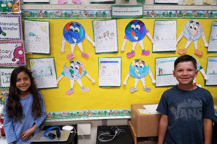 Students and their artwork