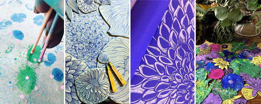 Details of the printmaking techniques Mercado uses in her work