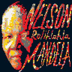 pixelated portrait of Nelson Mandela
