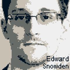 pixelated portrait of Edward Snowden 
