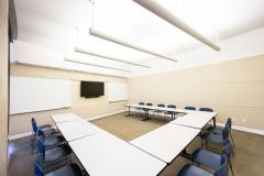 Courtyard Classrooms with conference tables and chairs