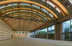 Guerin Pavilion interior showing valuted ceiling and floor-to-ceiling windows