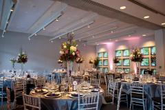 Haas Conference Center with tables and chairs and festive decorations