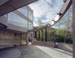 Kalsman Terrace with a man and woman standing together talking