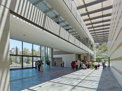 Ruby Foyer with a group of people standing at the far end