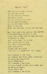 lyrics for 'American Tune' handwritten on yellow lined paper