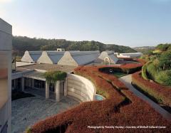 view of Skirball campus and gardens