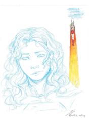 Supergirl headshot and flying sketches