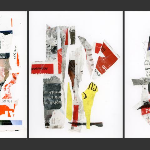Abstract art collages made of torn up posters