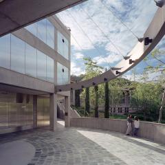 Kalsman Terrace with a man and woman standing together talking