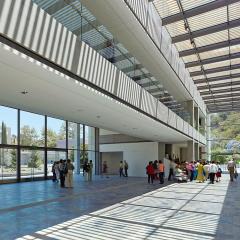 Ruby Foyer with a group of people standing at the far end