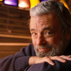 Headshot of Broadway composer and lyricist Stephen Sondheim