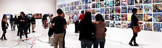visitors in museum gallery